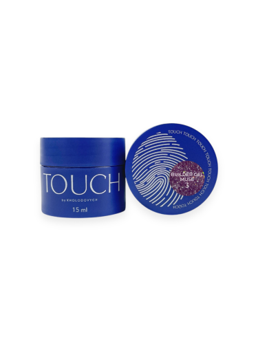 TOUCH Muse builder gel 03 - srebrno-różowy odblaskowy żel budujący z płatkami yuki, 15 ml (SALE)