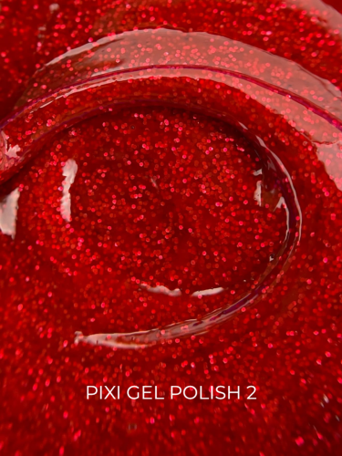 TOUCH Pixi gel polish 02 - czerwony brokatowy lakier hybrydowy, 9 ml (SALE)