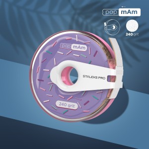 Pączek taśma ścierna biaŁa papmAm EXPERT w plastikowym pudełku z klipsem STALEKS PRO, gradacja 240