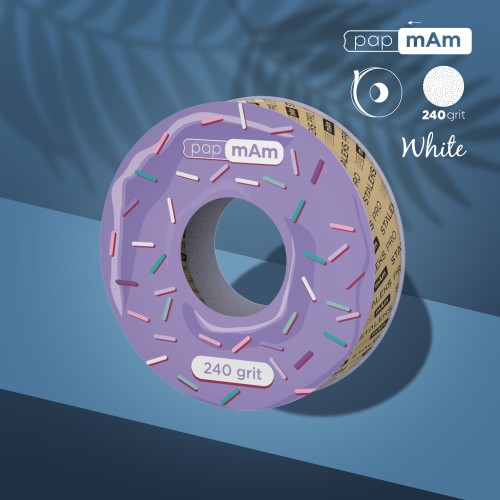 Rolka z białą taśmą ścierną papmAm EXPERT (do uzupełniania plastikowego pudełka), gradacja 240 1