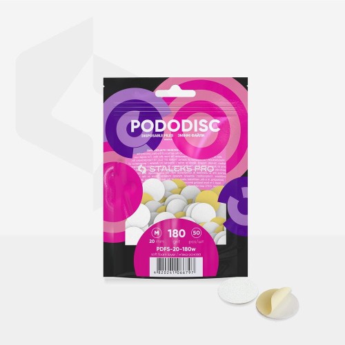 Białe wymienne nakładki na miękiej bazie do PODODISC STALEKS PRO M, gradacja 180 (50 szt.) 3