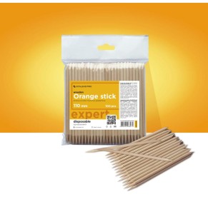 Pomarańczowy patyczek do manicure, drewniany 110 mm (100 szt)