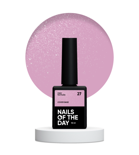 NAILSOFTHEDAY Cover base NEW 27 - półprzezroczysta różowa baza ze srebrną drobinką, 10 ml 1