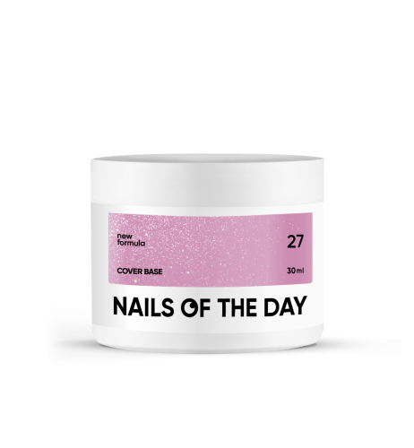 NAILSOFTHEDAY Cover base NEW 27 - półprzezroczysta różowa baza ze srebrną drobinką, 30 ml 1