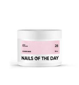 NAILSOFTHEDAY Cover base NEW 28 - półprzezroczysta pudrowo-różowa baza ze srebrną drobinką, 30 ml