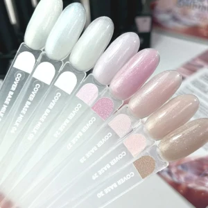 NAILSOFTHEDAY Cover base NEW 29 - półprzezroczysta delikatno-różowa baza ze srebrną drobinką, 30 ml