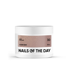 NAILSOFTHEDAY Cover base NEW 30 - półprzezroczysta naturalno-nudowa baza ze złotą drobinką, 30 ml
