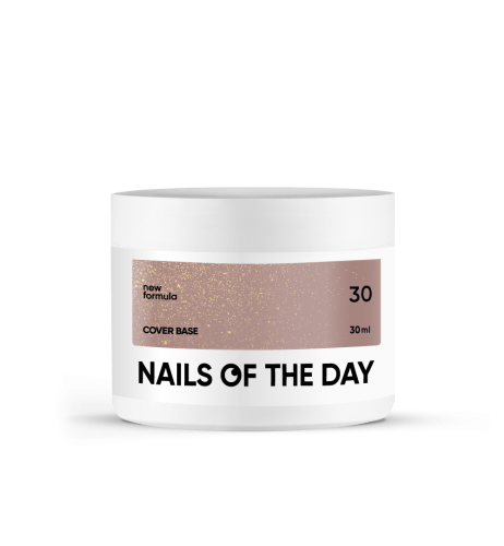 NAILSOFTHEDAY Cover base NEW 30 - półprzezroczysta naturalno-nudowa baza ze złotą drobinką, 30 ml 1