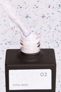 NAILSOFTHEDAY Potal base 02 – mleczno-błękitna baza ze złoto-fioletowymi oraz turkusowymi płatkami, 10 ml