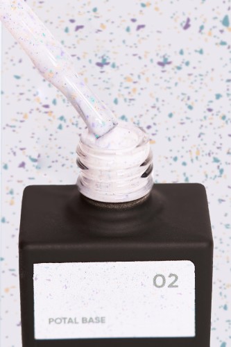 NAILSOFTHEDAY Potal base 02 – mleczno-błękitna baza ze złoto-fioletowymi oraz turkusowymi płatkami, 10 ml 2