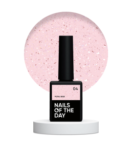 NAILSOFTHEDAY Potal base 04 – różowa baza ze złoto-różowymi płatkami, 10 ml
