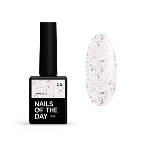 NAILSOFTHEDAY Potal base 05 – mleczna baza z różowymi płatkami, 10 ml  5