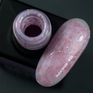 NAILSOFTHEDAY Potal base 06 – jasno-różowa baza z miedzianymi płatkami, 10 ml