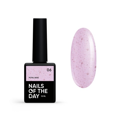 NAILSOFTHEDAY Potal base 06 – jasno-różowa baza z miedzianymi płatkami, 10 ml 6