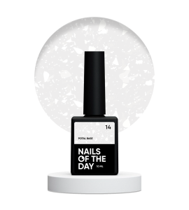 NAILSOFTHEDAY Potal base 14 – delikatno-mleczna baza z białymi płatkami, 10 ml