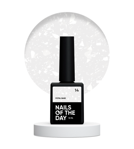 NAILSOFTHEDAY Potal base 14 – delikatno-mleczna baza z białymi płatkami, 10 ml 1