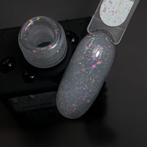 NAILSOFTHEDAY Potal base 15 – delikatno-mleczna baza z holograficznymi płatkami, 10 ml 3