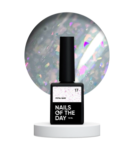 NAILSOFTHEDAY Potal base 17 – delikatno-mleczna baza z holograficznymi płatkami, 10 ml