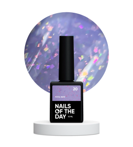NAILSOFTHEDAY Potal base 20 – jasno-liliowa baza z holograficznymi płatkami, 10 ml