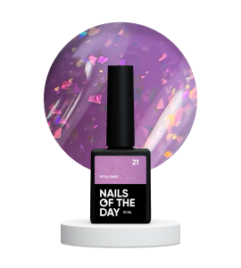 NAILSOFTHEDAY Potal base 21 – fiolkowo-fioletowa baza z holograficznymi płatkami, 10 ml