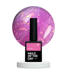 NAILSOFTHEDAY Potal base 23 – ciemno-różowa baza z holograficznymi płatkami, 10 ml