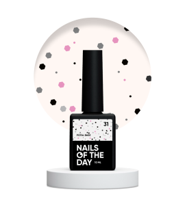 NAILSOFTHEDAY Potal base 31 – mleczna baza z czarnym oraz różowym brokatem, 10 ml