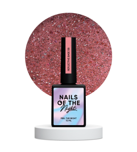 NAILSOFTHENIGHT Reflective base 08 - baza hybrydowa z efektem "flash" ze brzoskwiniowym brokatem, 10 ml