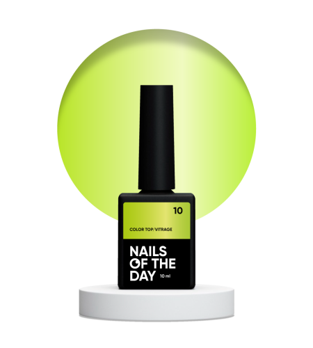 NAILSOFTHEDAY Color top Vitrage 10 - witrażowy neonowo-żółty top hybrydowy bez lepkiej warstwy, 10 ml 1