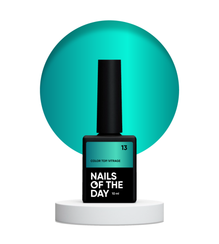 NAILSOFTHEDAY Color top Vitrage 13 - witrażowy turkusowy top hybrydowy bez lepkiej warstwy, 10 ml 1