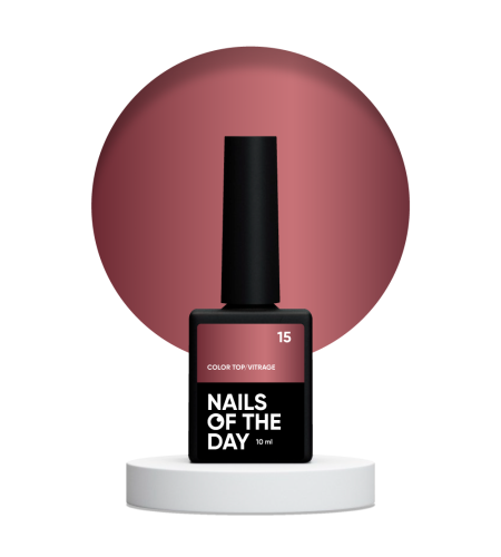 NAILSOFTHEDAY Color top Vitrage 15 - witrażowy brązowy top hybrydowy bez lepkiej warstwy, 10 ml 1