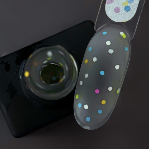 NAILSOFTHEDAY Party top matte - matowy top z neonowymi heksagonami, bez lepkiej warstwy i bez filtrów UV, 10 ml  2