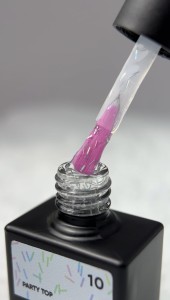 NAILSOFTHEDAY Party top 10 – przezroczysty top z holograficznymi elementami, bez lepkiej warstwy, 10 ml.