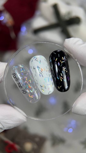 NAILSOFTHEDAY Party top 10 – przezroczysty top z holograficznymi elementami, bez lepkiej warstwy, 10 ml 3