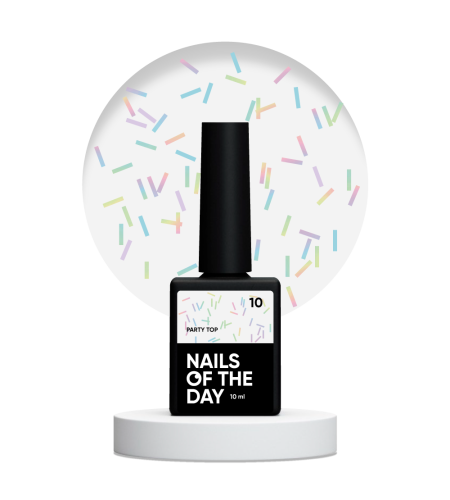 NAILSOFTHEDAY Party top 10 – przezroczysty top z holograficznymi elementami, bez lepkiej warstwy, 10 ml 1