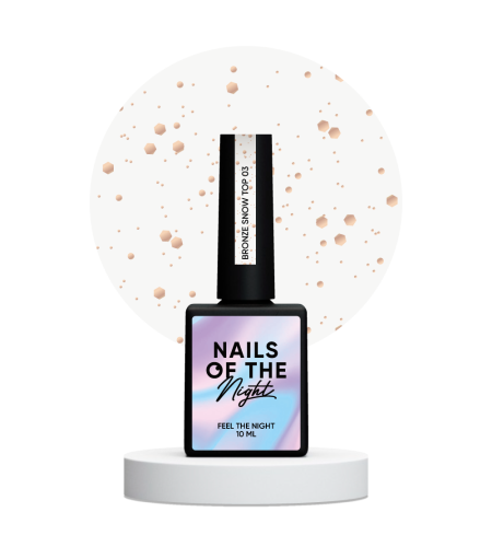 NAILSOFTHENIGHT Bronze Snow - top bez lepkiej warsztwy z nieregularnymi miedzianymi cząsteczkami, 10 ml 1