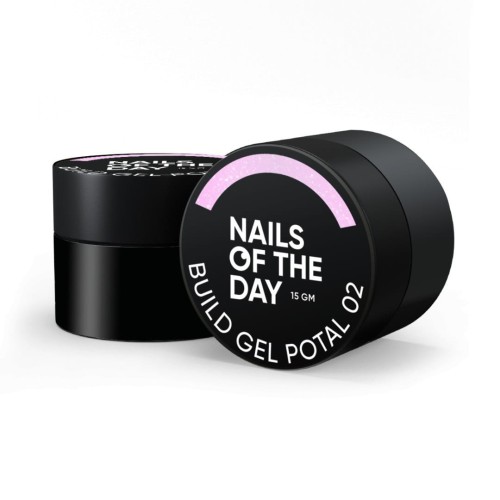 NAILSOFTHEDAY Build gel potal 02 - jasno-różowy żel budujący z cząstkami folii, 15 ml 1