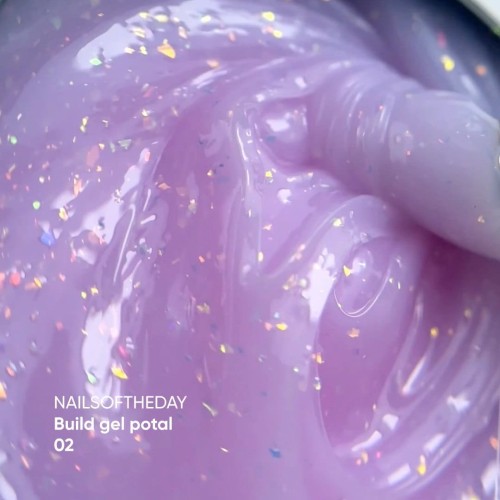 NAILSOFTHEDAY Build gel potal 02 - jasno-różowy żel budujący z cząstkami folii, 15 ml 3