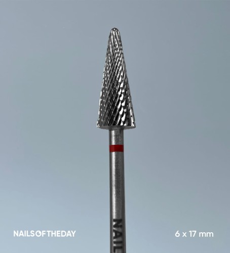 NAILSOFTHEDAY frez karbidowy - stożek czerwony 6x17 mm 2