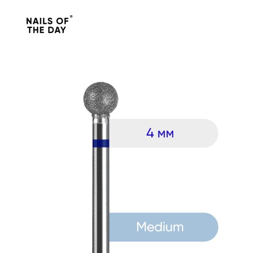 NAILSOFTHEDAY frez diamentowy - kulka niebieska 4 mm 1