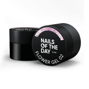 NAILSOFTHEDAY Build gel Flower 02 - różowy żel budujący z kwiatami, 15 ml