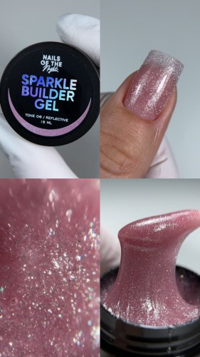 NAILSOFTHENIGHT Sparkle Builder gel 06- brzoskwiniowy żel budujący z drobinką odblaskową, 15 ml 2