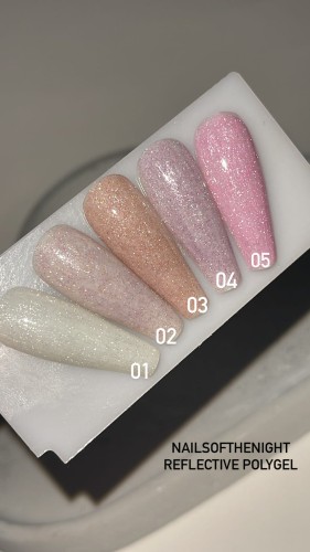 NAILSOFTHENIGHT Reflective Polygel 04 - fioletowy płynny akrylożel z efektem "flash", 15 ml 2
