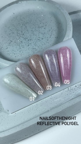 NAILSOFTHENIGHT Reflective Polygel 04 - fioletowy płynny akrylożel z efektem "flash", 15 ml 3