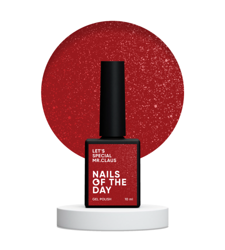 NAILSOFTHEDAY Let's special Mrs. Claus - czerwony lakier hybrydowy z brokatem, 10 ml 1
