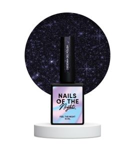 NAILSOFTHENIGHT Obsidian - ciemno-fioletowy lakier hybrydowy z odblaskową drobinką, 10 ml