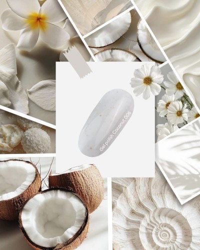 NAILSOFTHEDAY Gel polish Coconut - mleczny lakier hybrydowy ze złotą drobinką, 10 ml 3