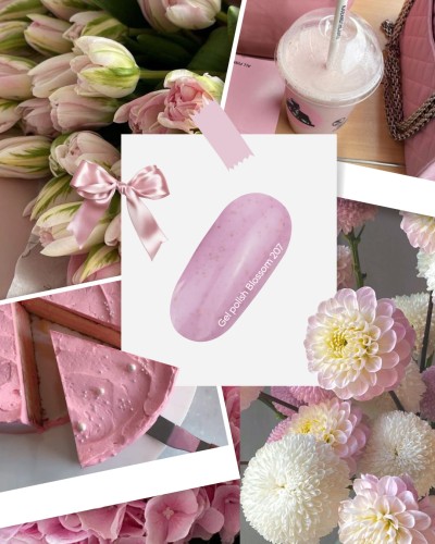 NAILSOFTHEDAY Gel polish Blossom - różowy lakier hybrydowy ze złotą drobinką, 10 ml 3