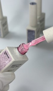 NAILSOFTHEDAY Paradise Gel Polish 02 - różowy lakier hybrydowy ze srebrnymi płatkami, 10 ml
