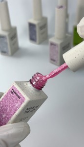 NAILSOFTHEDAY Paradise Gel Polish 03 - jaskraworóżowy lakier hybrydowy ze srebrnymi płatkami, 10 ml
