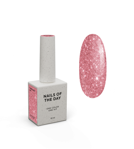 NAILSOFTHEDAY Paradise Gel Polish 04 - czerwony lakier hybrydowy ze srebrnymi płatkami, 10 ml  1